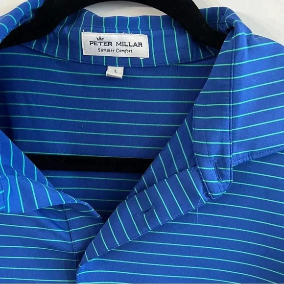 641 Peter Millar Striped Polo Size Large - Picture 2 of 4
